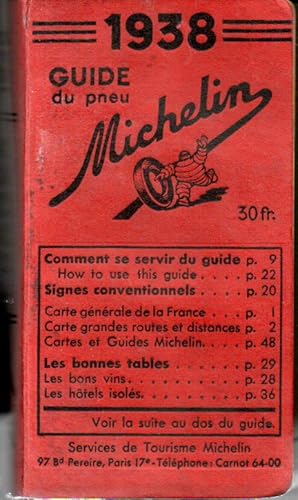 Guide du pneu Michelin France 34ème année 1938.