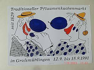 Plakat zum Traditionellen Pflaumenkuchenmarkt in Großmühlingen 12.9. bis 15.9.1991