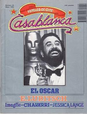 Imagen del vendedor de CASABLANCA. PAPELES DE CINE. N 29. Ernst Lubitsch. Entrevistas: Yvonne Blake, Jessica Lange, Roger Corman, Gary Kurts y Jim Henson. Festival de Cannes. La conquista de Albania, Alfonso Ungria. a la venta por Librera y Editorial Renacimiento, S.A.