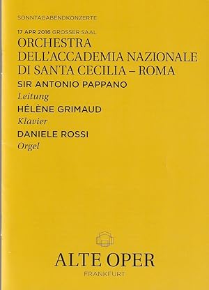 Seller image for Programmheft ORCHESTRA DELL'ACCADEMIA NAZIONALE DI SANTA CECILIA - ROMA 17. April 2016 Grosse Saal Sonntagabendkonzerte 2015 / 16 for sale by Programmhefte24 Schauspiel und Musiktheater der letzten 150 Jahre