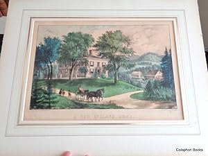 A New England Home. Handcoloured Stone Lithograph 1870