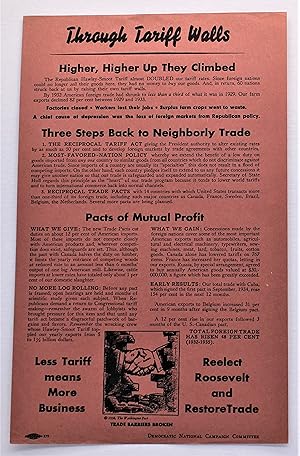 Seller image for THROUGH TARIFF WALLS (ORIGINAL 1936 PRESIDENTIAL CAMPAIGN BROADSIDE) for sale by Tennyson Williams Books and Fine Art