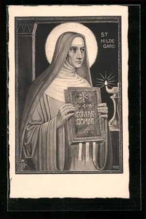 Bild des Verkufers fr Ansichtskarte Schutzpatronin St. Hildegard mit Bibel in den Hnden zum Verkauf von Bartko-Reher