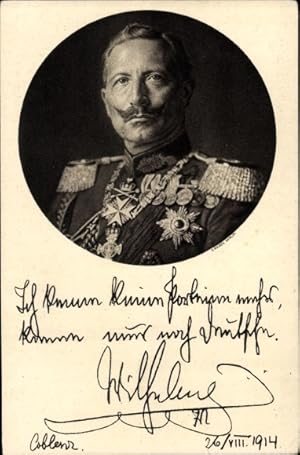 Ansichtskarte / Postkarte Kaiser Wilhelm II., Ich kenne keine Parteien mehr, Zitat 1914