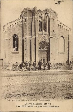 Bild des Verkufers fr Ansichtskarte / Postkarte Valenciennes Nord, Herz-Jesu-Kirche, Weltkrieg 1914-18 zum Verkauf von akpool GmbH