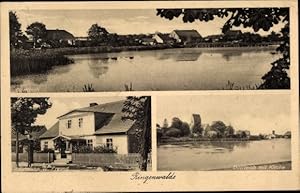 Ansichtskarte / Postkarte Ringenwalde in der Mark, Dorfteich, Kaufmann W. Freund, Kirche