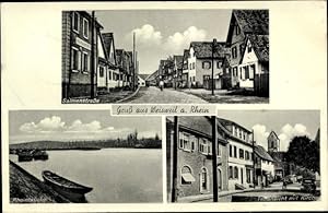 Ansichtskarte / Postkarte Weisweil am Rhein Baden, Salmenstraße, Rheinbrücke, Kirche