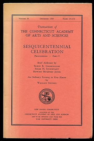 Bild des Verkufers fr Transactions of The Connecticut Academy of Arts and Sciences: Sesquicentennial Celebration Proceedings : Part I - Vol. 38, December 1949 zum Verkauf von Between the Covers-Rare Books, Inc. ABAA