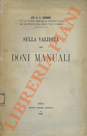 Imagen del vendedor de Sulla validit dei doni manuali. a la venta por Libreria Piani