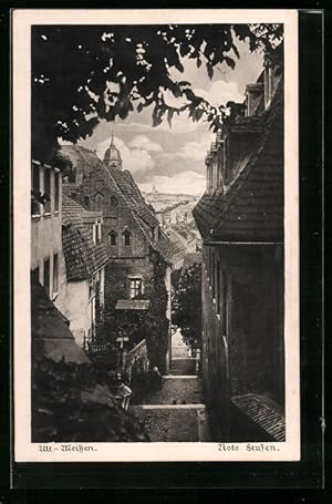 Bild des Verkufers fr Ansichtskarte Alt-Meissen, Rote Stufen zum Verkauf von Bartko-Reher