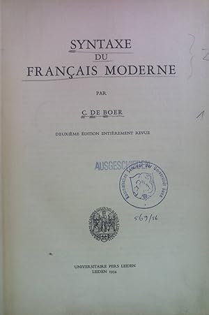 Bild des Verkufers fr Syntaxe du Francais Moderne. zum Verkauf von books4less (Versandantiquariat Petra Gros GmbH & Co. KG)