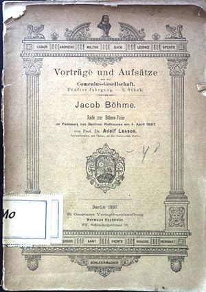 Bild des Verkufers fr Jacob Bhme : Rede zur Bhme-Feier im Festsaale des Berliner Rathauses am 4. Apr. 1897. Vortrge und Aufstze aus der Comenius-Gesellschaft. 5. Jahrgang, 3. Stck zum Verkauf von books4less (Versandantiquariat Petra Gros GmbH & Co. KG)