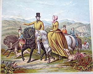 Queen Victoria & Prince Albert in the Highlands on Horseback. c1850