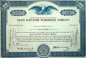 Bild des Verkufers fr Grain Elevator Warehouse Company - Shares - Stock - Actions - Aandelen zum Verkauf von de KunstBurg