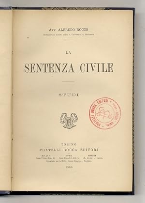 La sentenza civile. Studi.