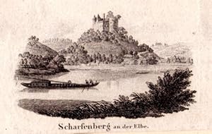 Bild des Verkufers fr Schlo Scharfenberg an der Elbe. Lithographie. zum Verkauf von Antiquariat Heinz Tessin