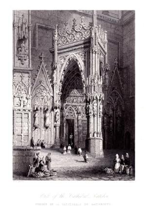 Bild des Verkufers fr Eingang zum Dom (Porch oft he Cathedral, Ratisbon). Stahlstich von E.Challis nach W.H.Bartlett. zum Verkauf von Antiquariat Heinz Tessin