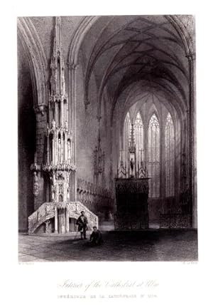 Bild des Verkufers fr Innenansicht des Mnsters (Interior oft the Cathedral at Ulm). Stahlstich J.B.Le Keux nach W.H.Bartlett. zum Verkauf von Antiquariat Heinz Tessin