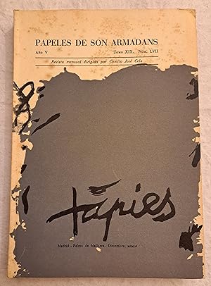 Imagen del vendedor de Tapies. Numero monografco de PAPELES DE Son Armadans.Tomo XIX. N LVII. Firmado por Tapies. a la venta por Aaromadelibros