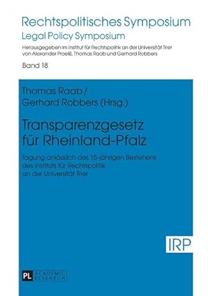 Bild des Verkufers fr Transparenzgesetz fr Rheinland-Pfalz zum Verkauf von BuchWeltWeit Ludwig Meier e.K.