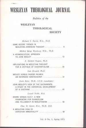 Seller image for WESLEYAN THOLOGICAL JOURNAL Volume 6, Number 1, Spring 1971 for sale by Neil Shillington: Bookdealer/Booksearch