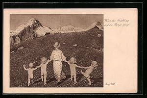 Bild des Verkufers fr Ansichtskarte Mnchen, Mnchener Jahres-Ausstellung 1916, Im Glaspalast-Wenn der Frhling auf die Berge steigt zum Verkauf von Bartko-Reher