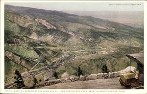 Seller image for Ansichtskarte / Postkarte Manitou Colorado USA, Graden of the Gods und Williams Canon vom Plattenspieler Colorado Springs for sale by akpool GmbH