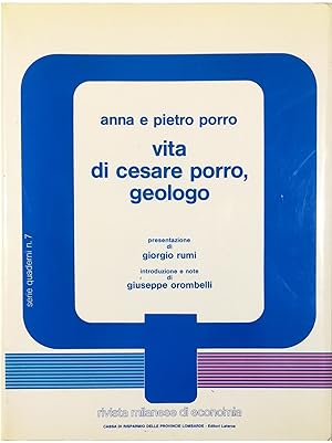 Immagine del venditore per Vita di Cesare Porro, geologo venduto da Libreria Tara
