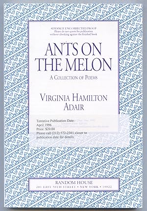 Bild des Verkufers fr Ants on the Melon: A Collection of Poems zum Verkauf von Between the Covers-Rare Books, Inc. ABAA