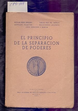 Imagen del vendedor de EL PRINCIPIO DE LA SEPARACIO DE PODERES a la venta por Libreria 7 Soles