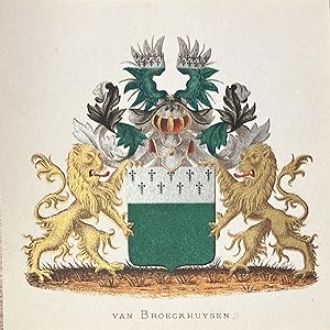 [Heraldic coat of arms] Coloured coat of arms of the van Broeckhuysen family, family crest, 1 p.