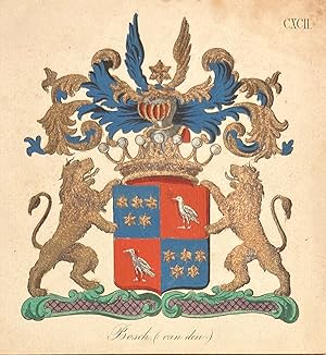 [Heraldic coat of arms] Coloured coat of arms of the van den Bosch family, family crest, 1 p.
