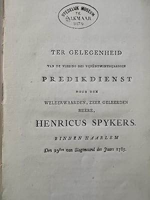 Rare book Haarlem Theology 1785 | Ter gelegenheid van de viering des 25jarigen predikdienst voor ...