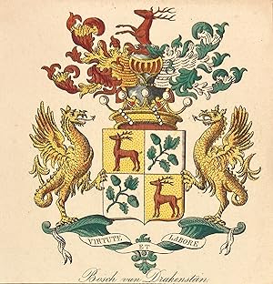 [Heraldic coat of arms] Coloured coat of arms of the Bosch van Drakestein family, family crest, 1 p.