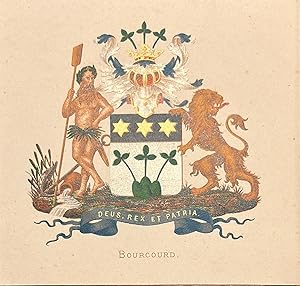 [Heraldic coat of arms] Coloured coat of arms of the Bourcourd family, family crest, 1 p.