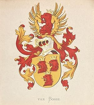 [Heraldic coat of arms] Coloured coat of arms of the van Bosse family, family crest, 1 p.
