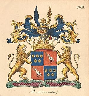 [Heraldic coat of arms] Coloured coat of arms of the van den Bosch family, family crest, 1 p.