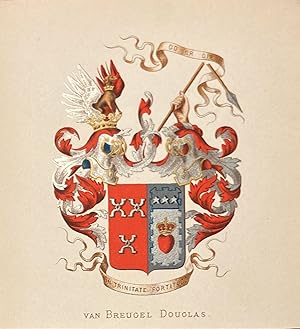 [Heraldic coat of arms] Coloured coat of arms of the van Breugel Douglas family, family crest, 1 p.