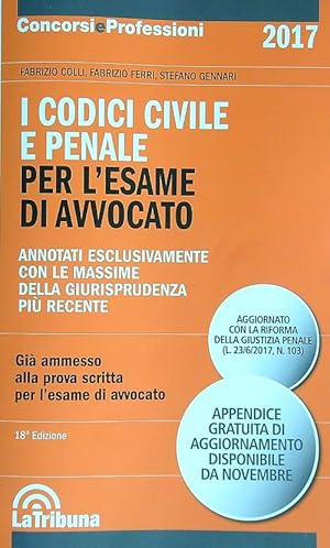 Seller image for I codici civile e penale per l'esame di avvocato for sale by Librodifaccia