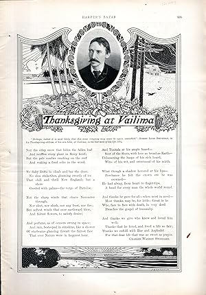 Seller image for PRINT:: "Poem, 'Thanksgiving at Vailima' By Charles Warren Stoddard". from Harper's Bazar, Volume XXXII, No. 47: November, 25, 1899 for sale by Dorley House Books, Inc.