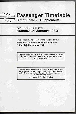 Passenger Timetable Great Britain - Supplement. Alterations from Monday 24 January 1983