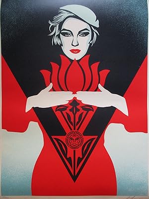 Obey Noir Flower Woman / Blue and Red (Signed by artist Shepard Fairey)