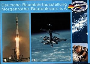 Bild des Verkufers fr Ansichtskarte / Postkarte Deutsche Raumfahrtausstellung Morgenrthe Rautenkranz, Start Sojus Rakete, Raumstation MIR zum Verkauf von akpool GmbH