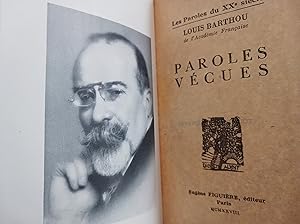 Imagen del vendedor de PAROLES VECUES a la venta por Librairie RAIMOND