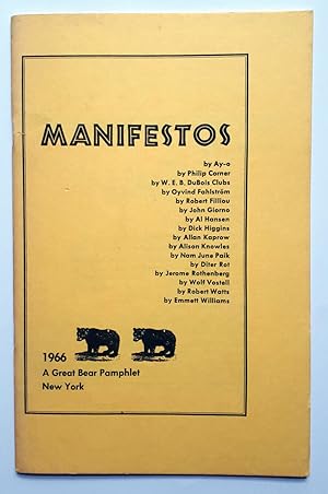 Immagine del venditore per Manifestos - Robert Filliou, Al Hansen, Dick Higgins, Allan Kaprow, Alison Knowles, Nam June Paik, Diter Rot, Wolf Vostell, Robert Watts, Emmett Williams etc. - A Great Bear Pamphlet 1966 venduto da Verlag IL Kunst, Literatur & Antiquariat