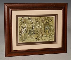 RARE VINTAGE ANTON PIECK 3 DIMENSIONAL Diorama. 3D ART FRAMED "THE BOOKSHOP?