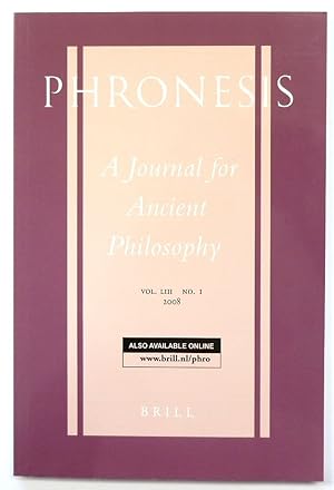 Bild des Verkufers fr Phronesis: A Journal for Ancient Philosophy: Vol. LIII No. I 2008 zum Verkauf von PsychoBabel & Skoob Books