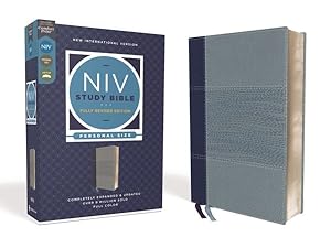 Seller image for NIV Study Bible : New International Version, Navy / Blue Leathersoft, Personal Size, Red Letter, Comfort Print for sale by GreatBookPrices