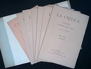La Critica. Rivista di Letteratura, Storia e Filosofia. Anno X, Fascicoli I-II-III-IV-V-VI 1912. ...