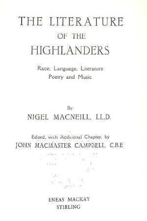 Imagen del vendedor de The Literature Of The Highlanders a la venta por WeBuyBooks